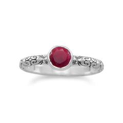 Oxidized Rough-Cut Ruby Ring
