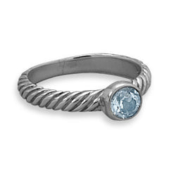 Oxidized Blue Topaz Ring