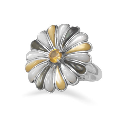 Citrine and Shell Ring