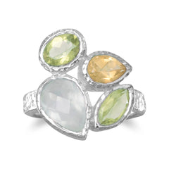 Peridot, Prehnite and Citrine Ring