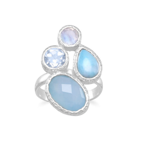 Chalcedony, Larimar, Topaz and Moonstone Ring
