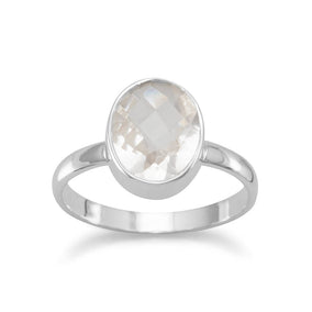 Faceted Clear Quartz Stackable Ring