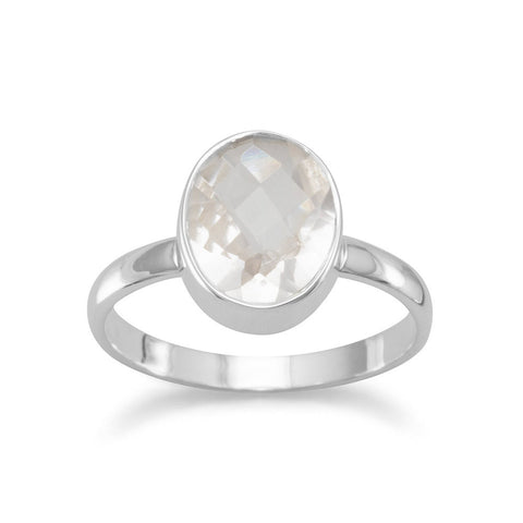 Faceted Clear Quartz Stackable Ring