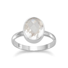 Faceted Clear Quartz Stackable Ring