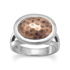Silver Ring with Hammered Copper
