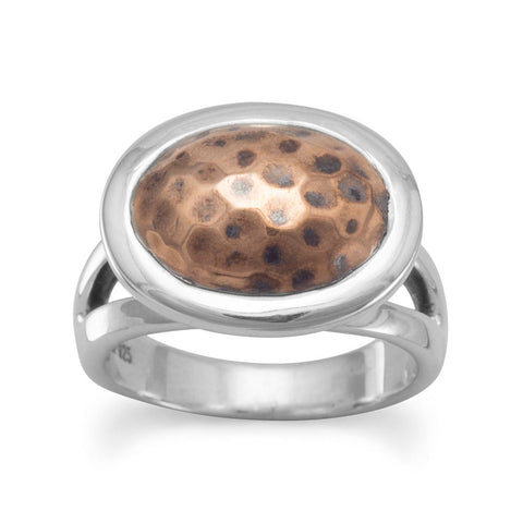 Silver Ring with Hammered Copper