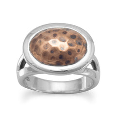 Silver Ring with Hammered Copper