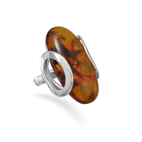 Large Oval Baltic Amber Ring