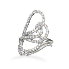 Rhodium Plated CZ Wave Design Ring