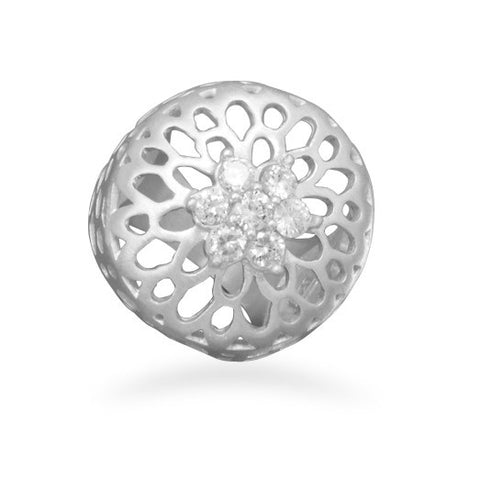 Satin Finish CZ Flower Ring