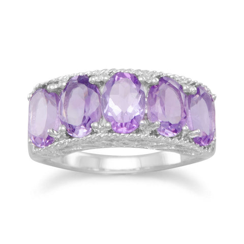 Five Stone Amethyst Ring