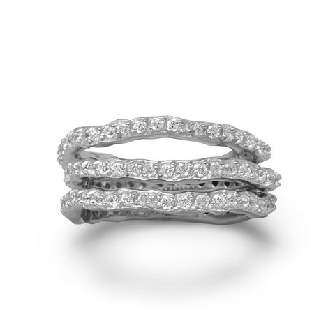 Rhodium Plated Triple Eternity Band Set