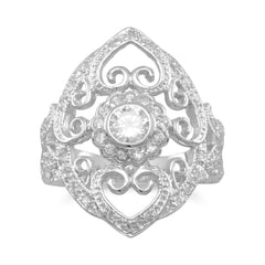 Rhodium Plated Vintage CZ Ring