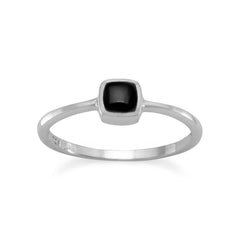 Square Black Onyx Inlay Ring
