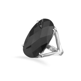 Large Oval Black CZ Ring