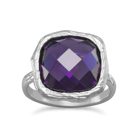 Textured Purple CZ Ring