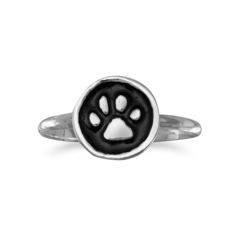 Enamel Paw Print Ring