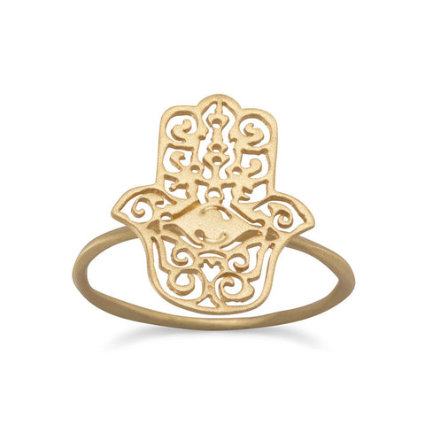 14 Karat Gold Plated Hamsa Ring