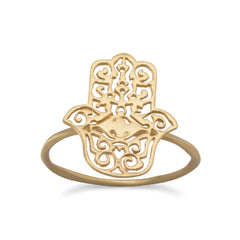 14 Karat Gold Plated Hamsa Ring
