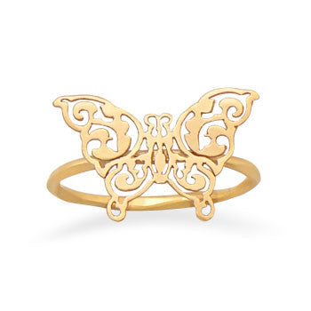 14 Karat Gold Plated Delicate Butterfly Ring