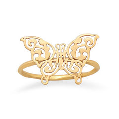 14 Karat Gold Plated Delicate Butterfly Ring