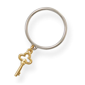 Two Tone Key Charm Ring