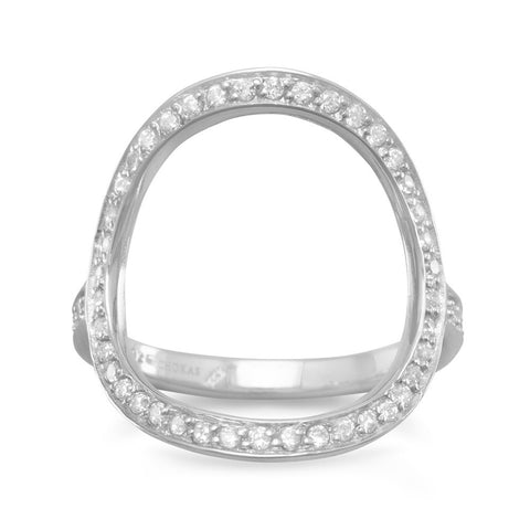 Rhodium Plated CZ Circle Ring