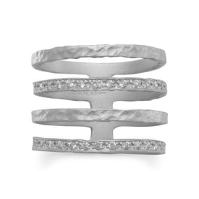 Rhodium Plated CZ Multi Band Design Ring
