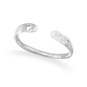 Rhodium Plated Small Adjustable "Hope" Ring