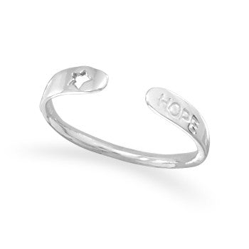 Rhodium Plated Small Adjustable "Hope" Ring