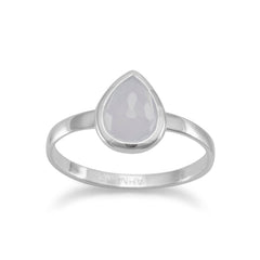Freeform Faceted Pear Shape Blue Chalcedony Stackable Ring