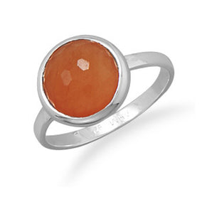 Freeform Faceted Orange Aventurine Stackable Ring