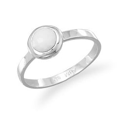 Freeform Faceted White Agate Stackable Ring