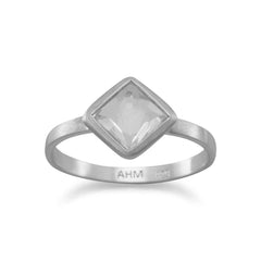 Brushed Freeform Faceted White Topaz Stackable Ring