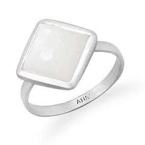 Brushed Freeform Faceted Moonstone Stackable Ring