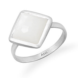 Brushed Freeform Faceted Moonstone Stackable Ring