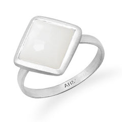 Brushed Freeform Faceted Moonstone Stackable Ring