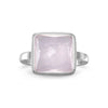 Freeform Faceted Square Rose Quartz Stackable Ring