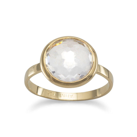 Vermeil Freeform Faceted Clear Quartz Stackable Ring