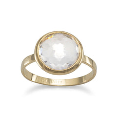 Vermeil Freeform Faceted Clear Quartz Stackable Ring