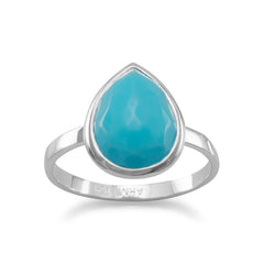 Freeform Faceted Turquoise Pear Shape Stackable Ring