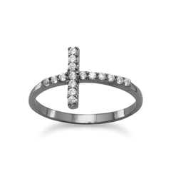 Heavenly CZ Sideways Cross Ring