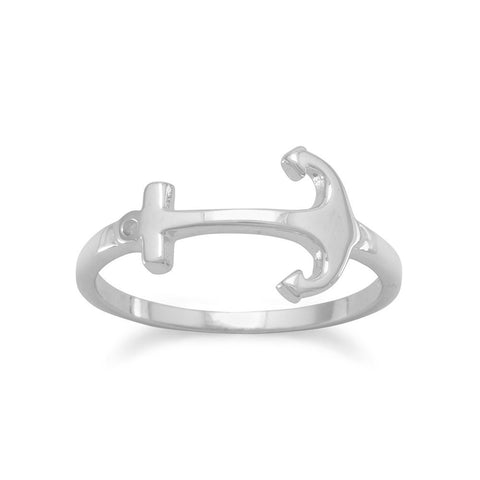 Rhodium Plated Anchor Ring