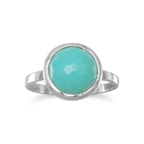 Large Round Freeform Faceted Turquoise Stackable Ring