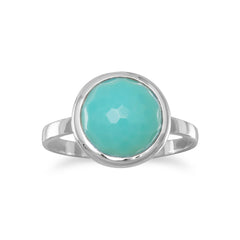 Large Round Freeform Faceted Turquoise Stackable Ring