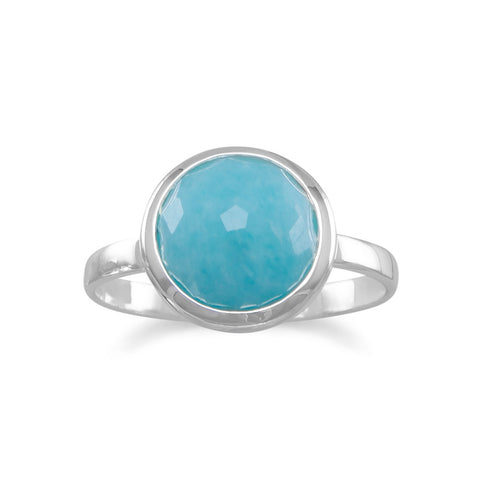 Large Round Freeform Faceted Amazonite Stackable Ring
