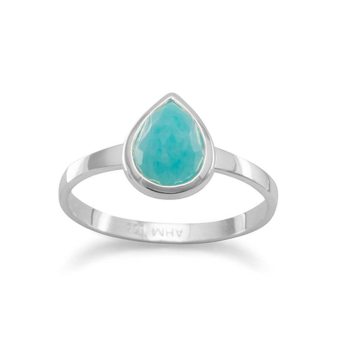 Small Pear Shape Freeform Faceted Amazonite Stackable Ring