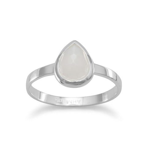 Small Pear Shape Freeform Faceted Moonstone Stackable Ring