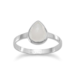 Small Pear Shape Freeform Faceted Moonstone Stackable Ring