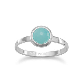 Small Round Freeform Faceted Amazonite Stackable Ring